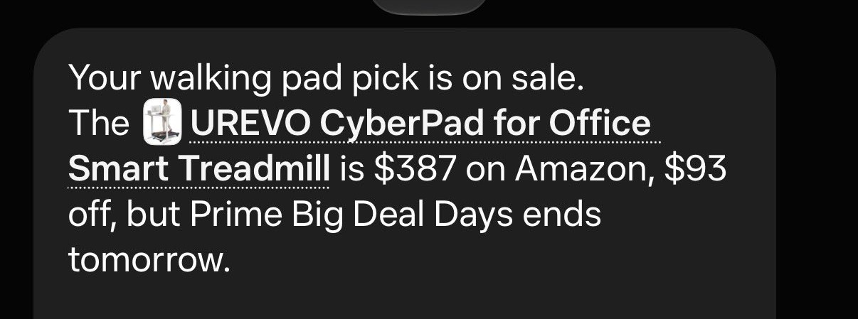 Screenshot: Waiting for a price drop: it kept watching, then flagged $93 off unprompted